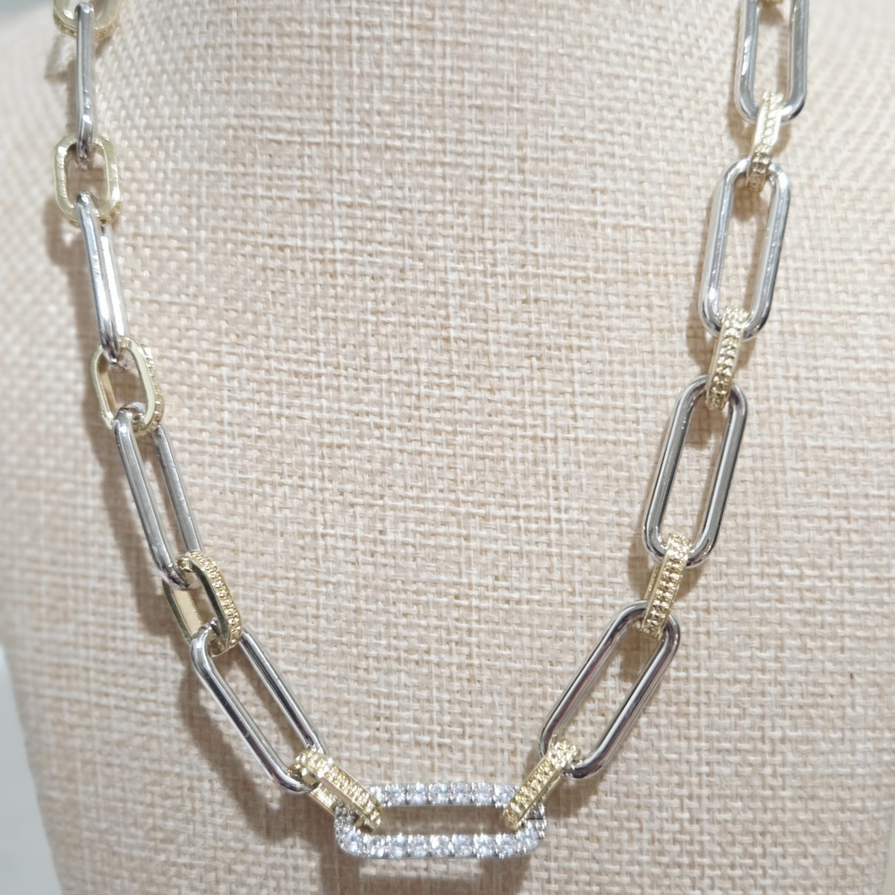 Elegant Two-Tone Chain Necklace